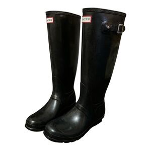 Hunter Original Tall Gloss Rubber Rainboots in Black Size 9M/10F Waterproof